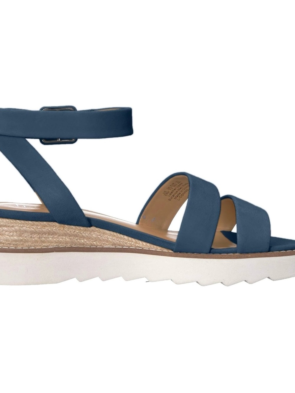 Franco Sarto Navy Blue Triple-Strap Ankle Buckle Sandal